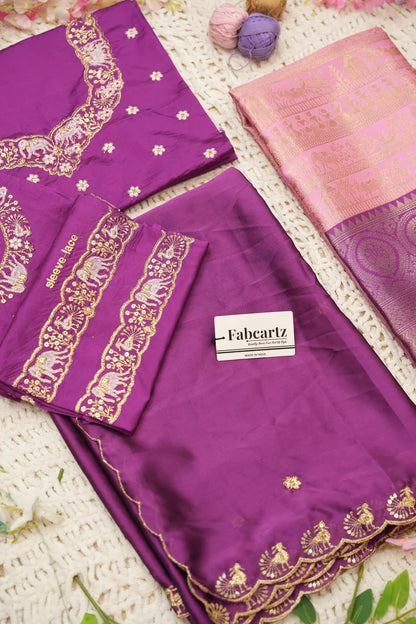 HathiGhoda Women's Woven Design zari work Half Saree with Embroidered Blouse and Dupatta