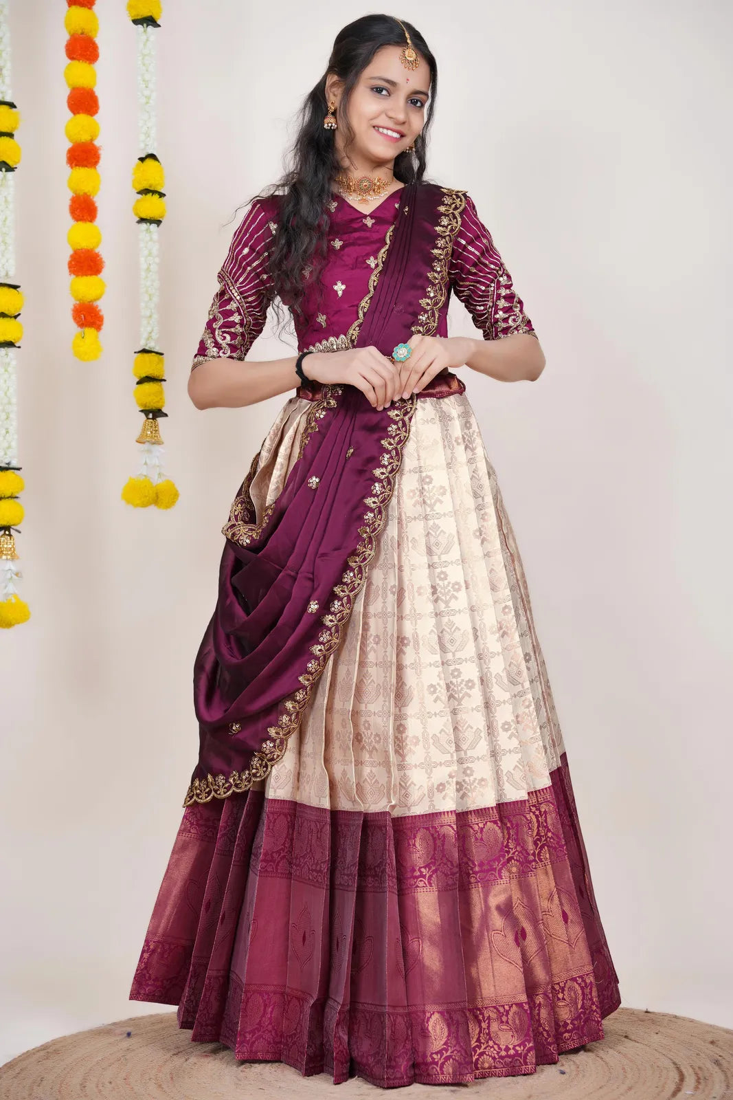 Ojasvini South Indian Festival Traditional Half Saree