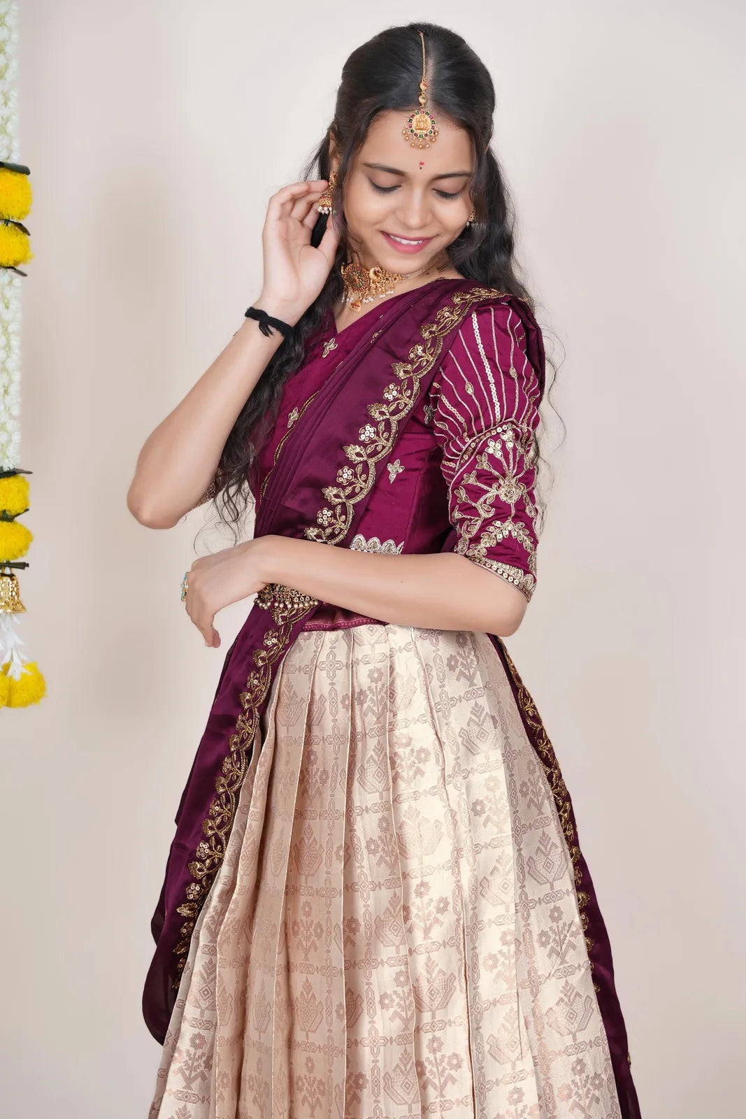 Ojasvini South Indian Festival Traditional Half Saree