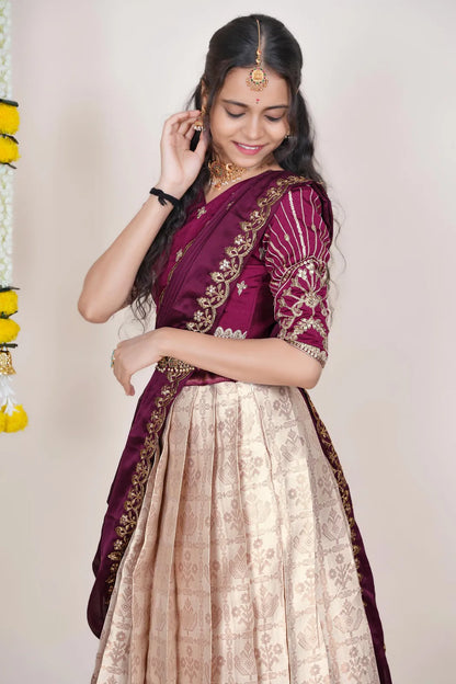 Ojasvini South Indian Festival Traditional Half Saree