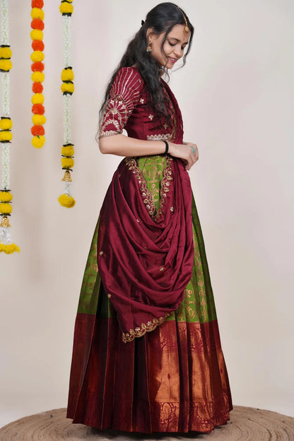 Ojasvini South Indian Festival Traditional Half Saree