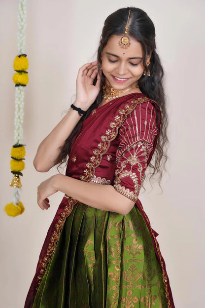 Ojasvini South Indian Festival Traditional Half Saree