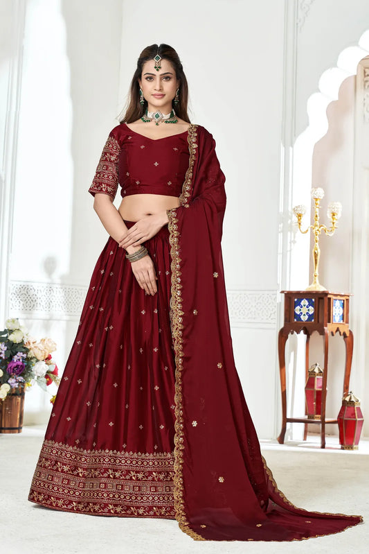 Nisarg HaldiRango Women's Embroidered Shimmer Lehenga Choli with Sequins Work