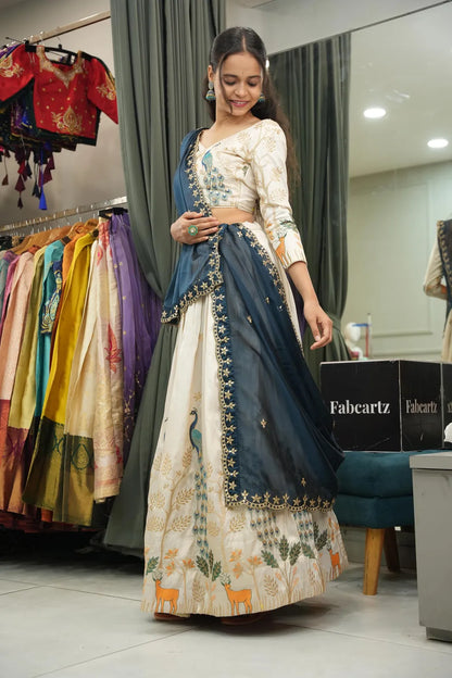 Mayuri Women's Embroidered Shimmer Lehenga Choli with Sequins Work