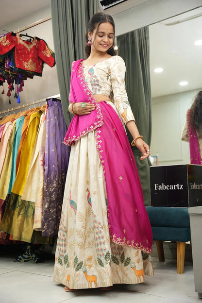 Mayuri Women's Embroidered Shimmer Lehenga Choli with Sequins Work