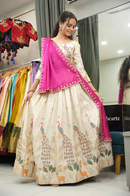 Mayuri Women's Embroidered Shimmer Lehenga Choli with Sequins Work