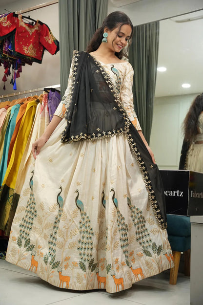Mayuri Women's Embroidered Shimmer Lehenga Choli with Sequins Work
