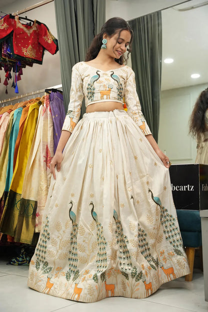 Mayuri Women's Embroidered Shimmer Lehenga Choli with Sequins Work