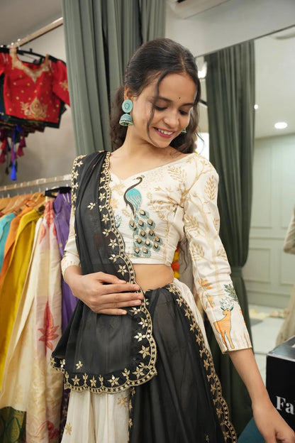 Mayuri Women's Embroidered Shimmer Lehenga Choli with Sequins Work