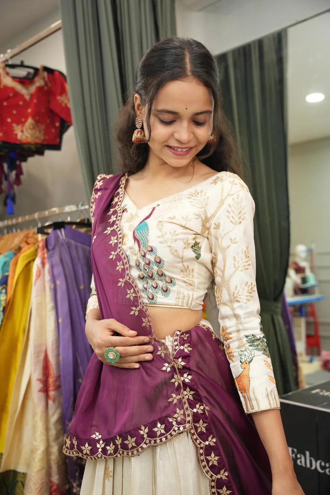 Mayuri Women's Embroidered Shimmer Lehenga Choli with Sequins Work
