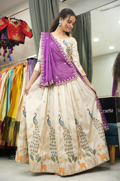 Mayuri Women's Embroidered Shimmer Lehenga Choli with Sequins Work