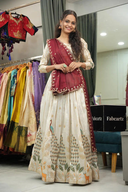 Mayuri Women's Embroidered Shimmer Lehenga Choli with Sequins Work
