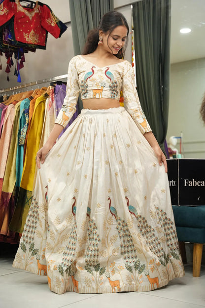 Mayuri Women's Embroidered Shimmer Lehenga Choli with Sequins Work