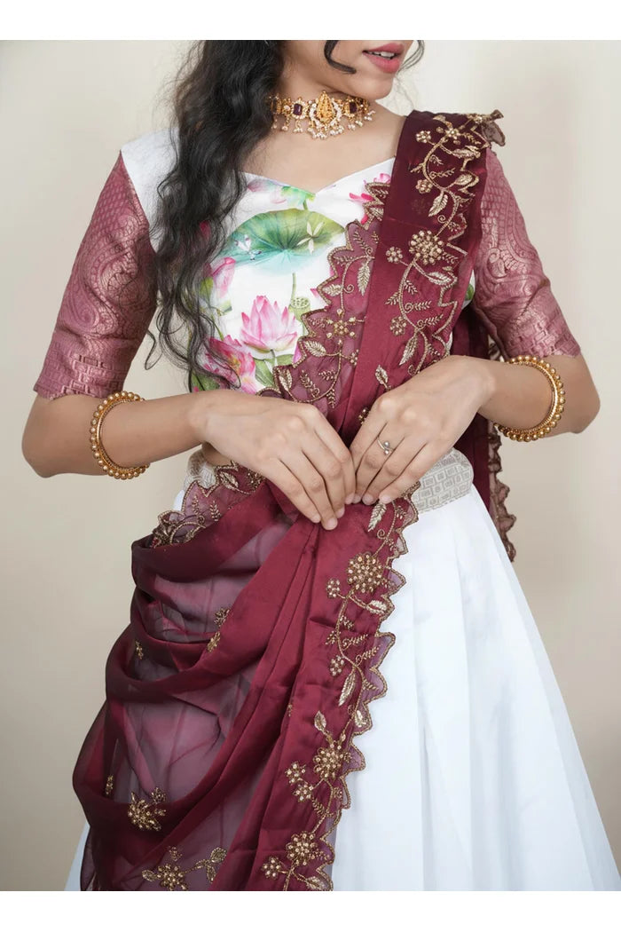 Prisha (My) South Indian Festival Traditional Half Saree
