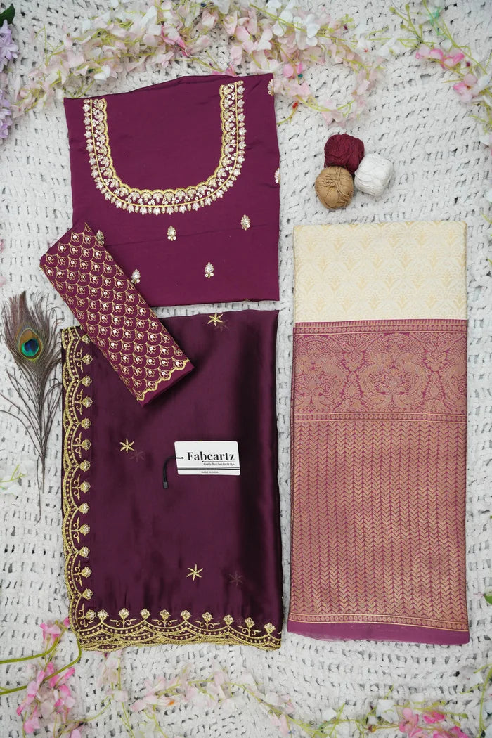 Beautiful South Indian Style Half Saree with Embroidery Work and Beads Work Blouse and Dupatta for Women | Reet KV