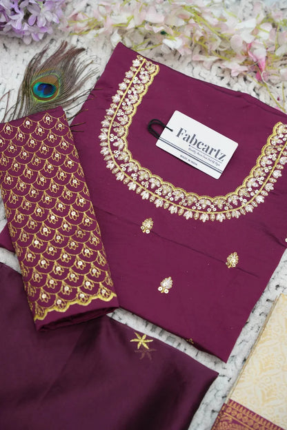 Beautiful South Indian Style Half Saree with Embroidery Work and Beads Work Blouse and Dupatta for Women | Reet KV