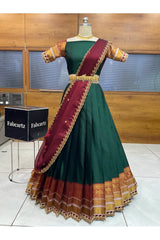 Sharvika Women's Woven Design Half Saree with Embroidered Blouse and Dupatta