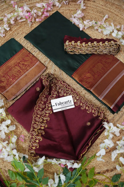 Sharvika Women's Woven Design Half Saree with Embroidered Blouse and Dupatta
