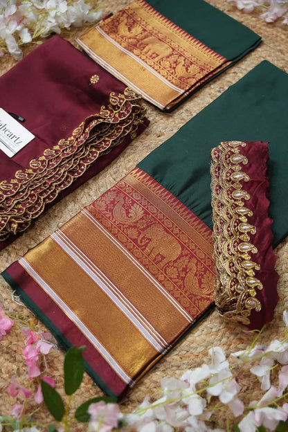 Sharvika Women's Woven Design Half Saree with Embroidered Blouse and Dupatta