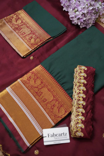 Sharvika Women's Woven Design Half Saree with Embroidered Blouse and Dupatta