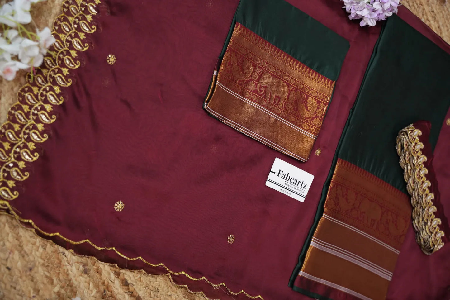 (Sharvika) Women's Woven Design Half Saree with Embroidered Blouse and Dupatta