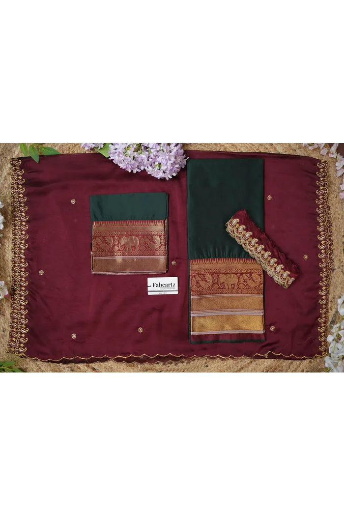 Sharvika Women's Woven Design Half Saree with Embroidered Blouse and Dupatta