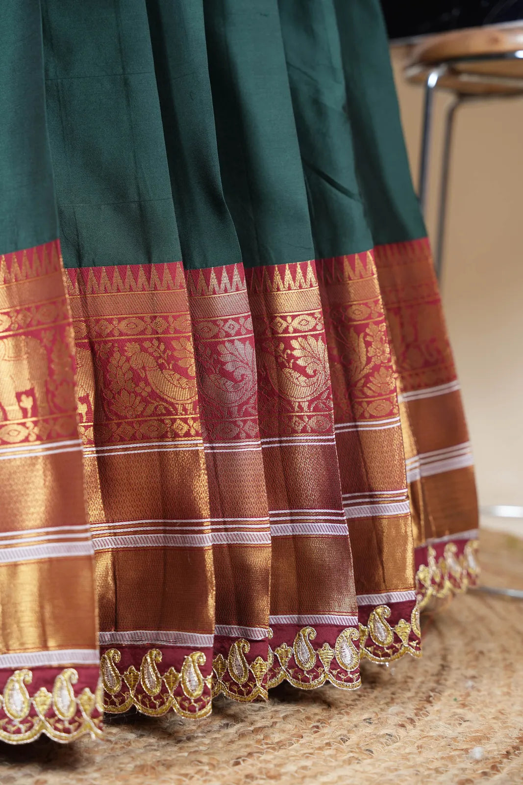 (Sharvika) Women's Woven Design Half Saree with Embroidered Blouse and Dupatta