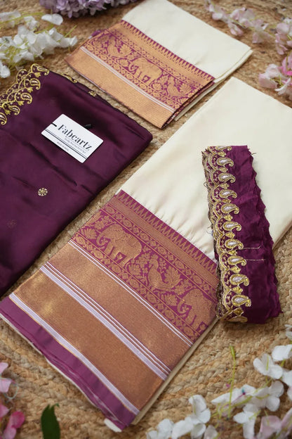 Sharvika Women's Woven Design Half Saree with Embroidered Blouse and Dupatta