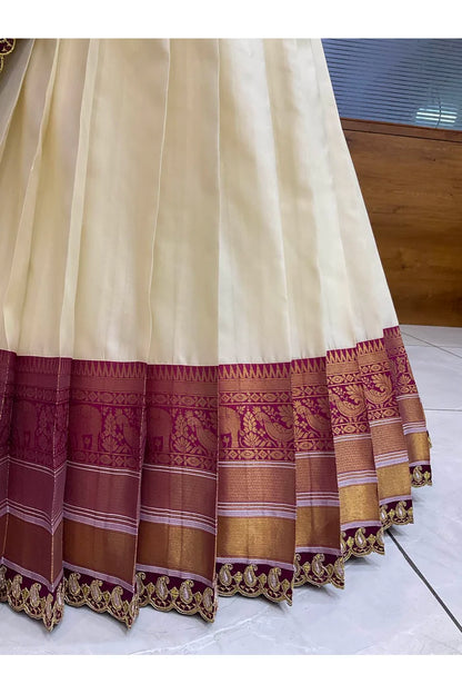 Sharvika Women's Woven Design Half Saree with Embroidered Blouse and Dupatta
