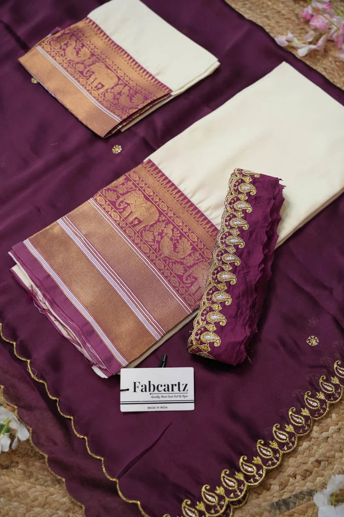 Sharvika Women's Woven Design Half Saree with Embroidered Blouse and Dupatta