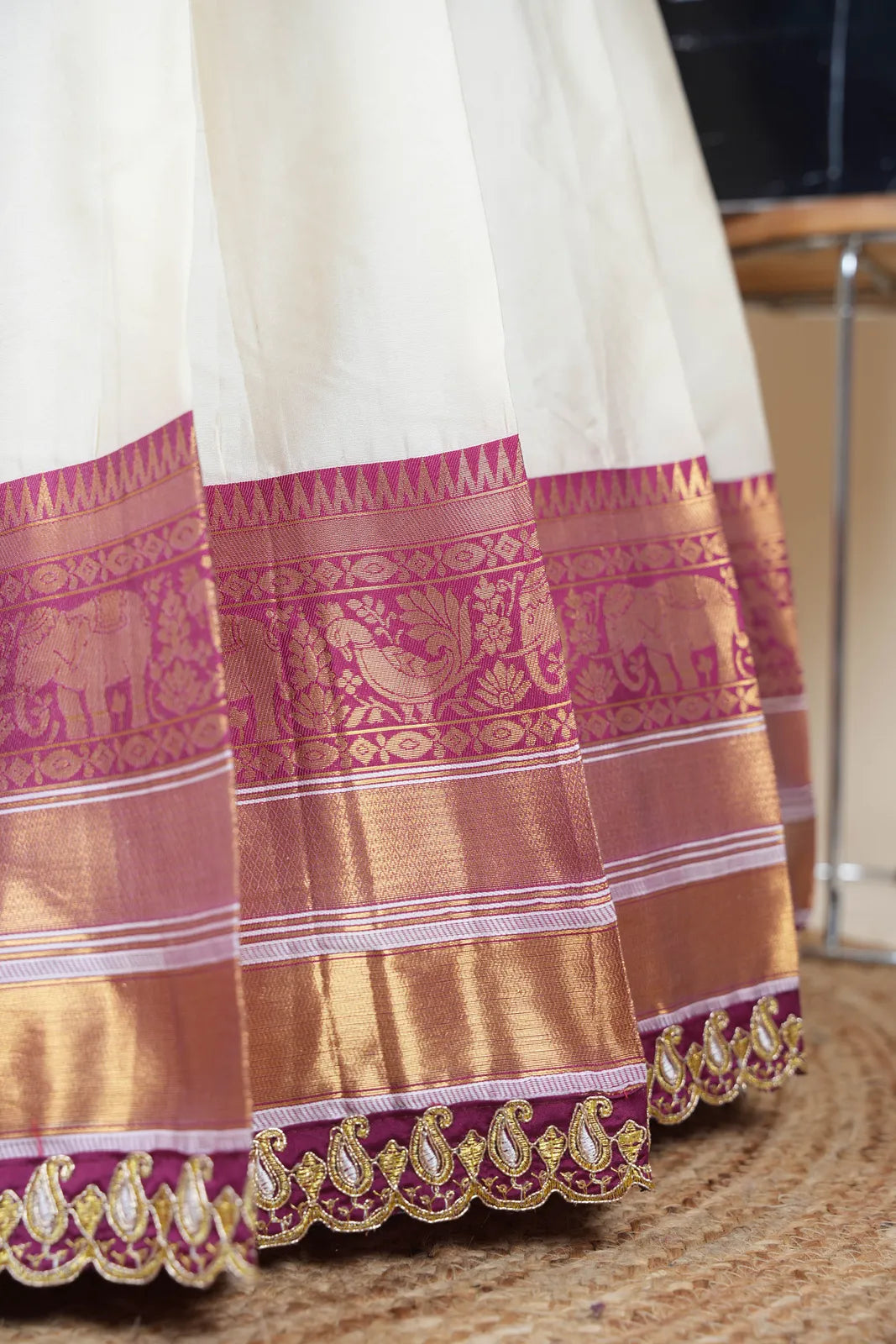 (Sharvika) Women's Woven Design Half Saree with Embroidered Blouse and Dupatta