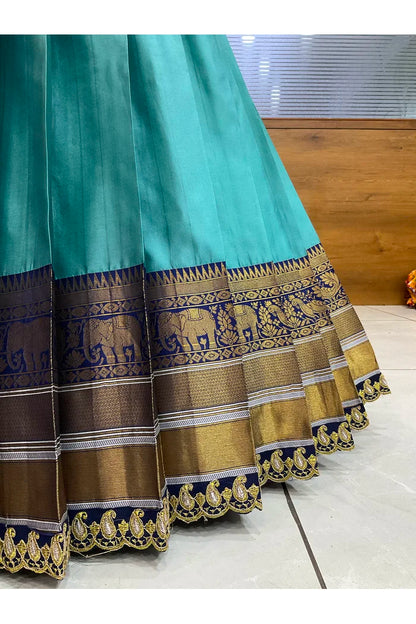 Sharvika Women's Woven Design Half Saree with Embroidered Blouse and Dupatta