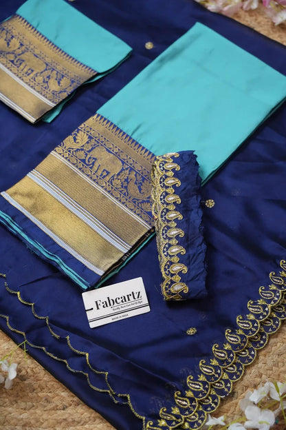 Sharvika Women's Woven Design Half Saree with Embroidered Blouse and Dupatta