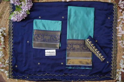 (Sharvika) Women's Woven Design Half Saree with Embroidered Blouse and Dupatta