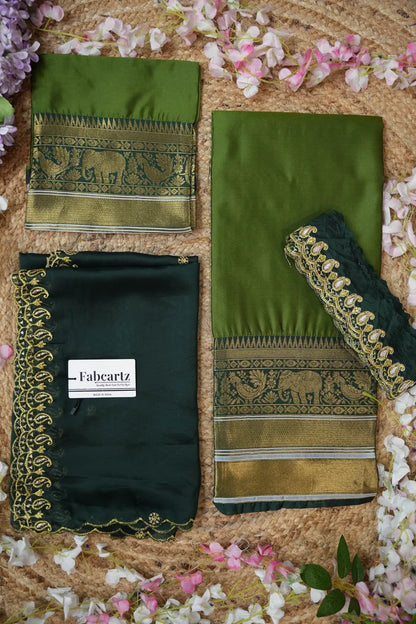 Sharvika Women's Woven Design Half Saree with Embroidered Blouse and Dupatta