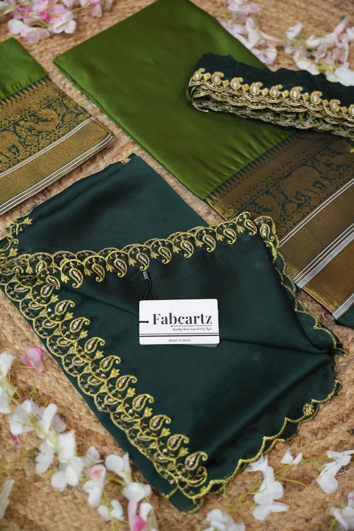 Sharvika Women's Woven Design Half Saree with Embroidered Blouse and Dupatta