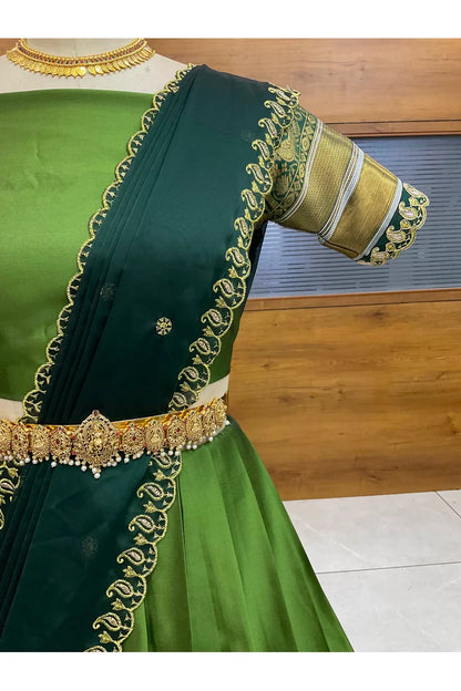 Sharvika Women's Woven Design Half Saree with Embroidered Blouse and Dupatta