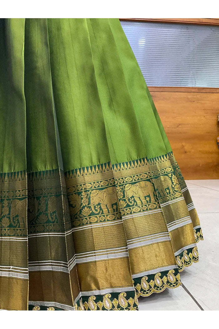 Sharvika Women's Woven Design Half Saree with Embroidered Blouse and Dupatta