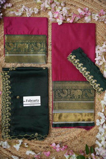 Sharvika Women's Woven Design Half Saree with Embroidered Blouse and Dupatta