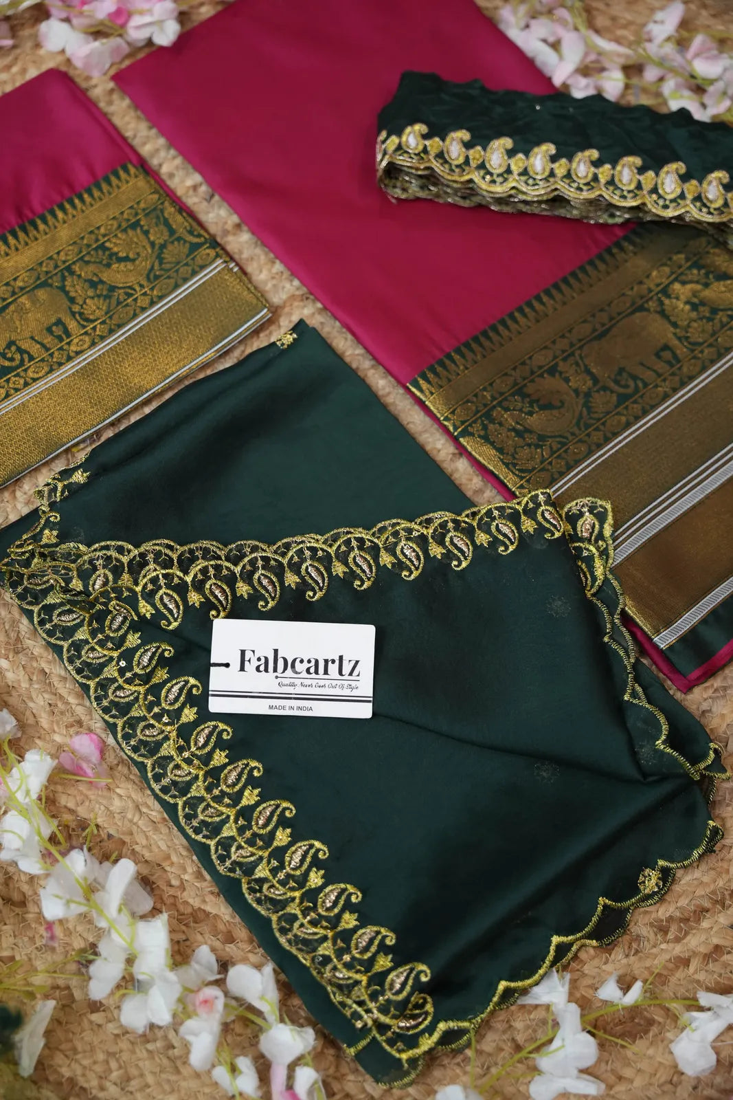 (Sharvika) Women's Woven Design Half Saree with Embroidered Blouse and Dupatta