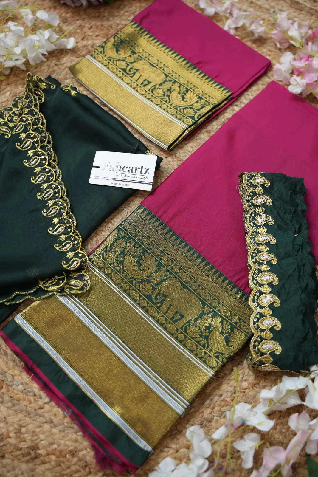 (Sharvika) Women's Woven Design Half Saree with Embroidered Blouse and Dupatta