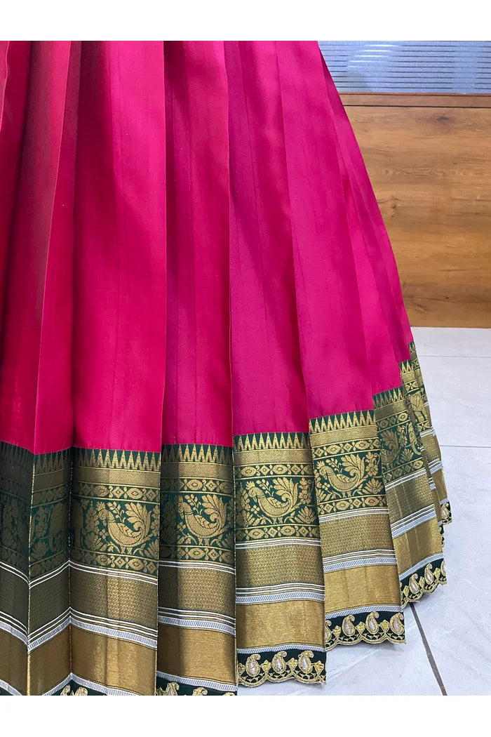 Sharvika Women's Woven Design Half Saree with Embroidered Blouse and Dupatta