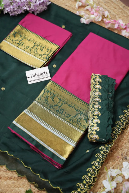 Sharvika Women's Woven Design Half Saree with Embroidered Blouse and Dupatta