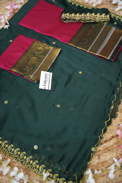 Sharvika Women's Woven Design Half Saree with Embroidered Blouse and Dupatta
