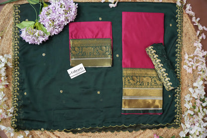 (Sharvika) Women's Woven Design Half Saree with Embroidered Blouse and Dupatta