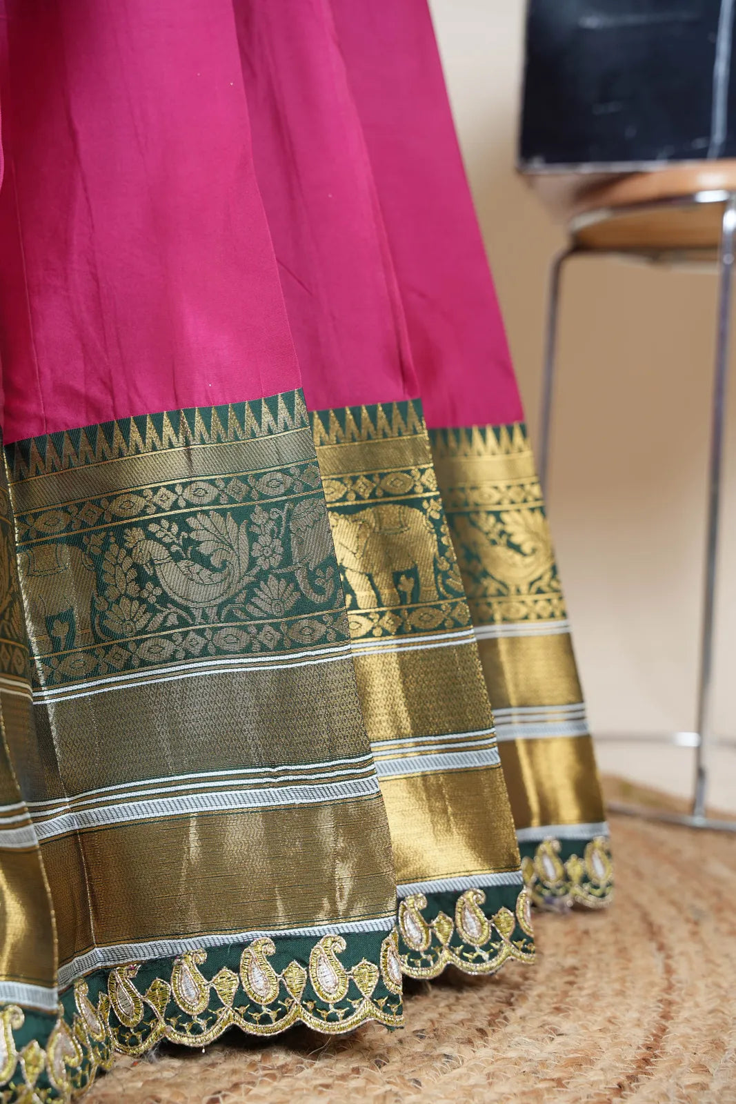 (Sharvika) Women's Woven Design Half Saree with Embroidered Blouse and Dupatta