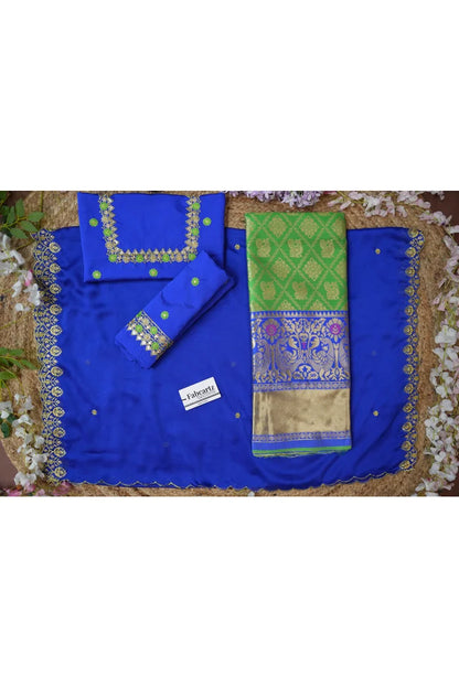 (JayaBox) Women's Woven Design zari work Half Saree with Embroidered Blouse and Dupatta