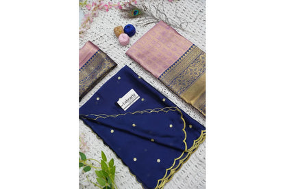 Darvika Women's Woven Design zari work Half Saree with Embroidered Blouse and Dupatta