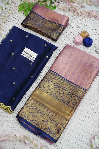 Darvika Women's Woven Design zari work Half Saree with Embroidered Blouse and Dupatta