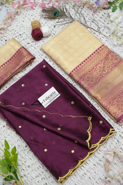 Darvika Women's Woven Design zari work Half Saree with Embroidered Blouse and Dupatta